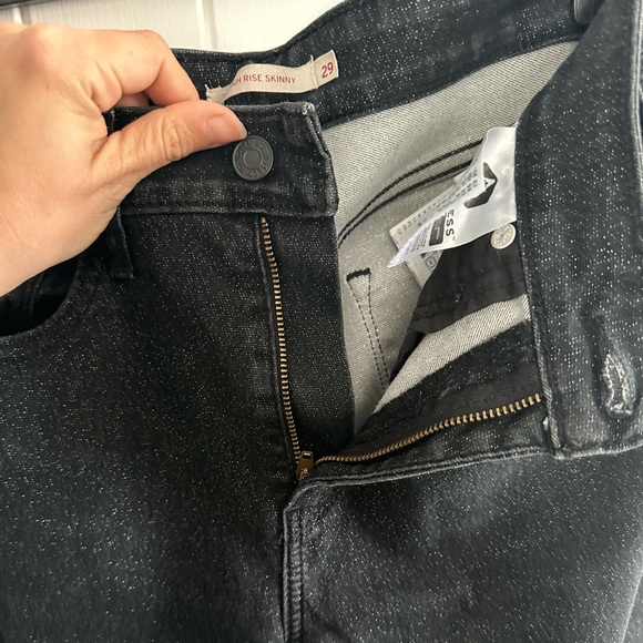 LEVI'S 721 Black High Rise Skinny Sparkle Jeans Women, black/metallic, W29 L30 - Picture 6 of 7